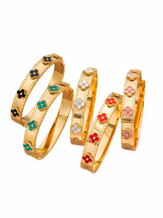 Diamond Clover Bangle Bracelet